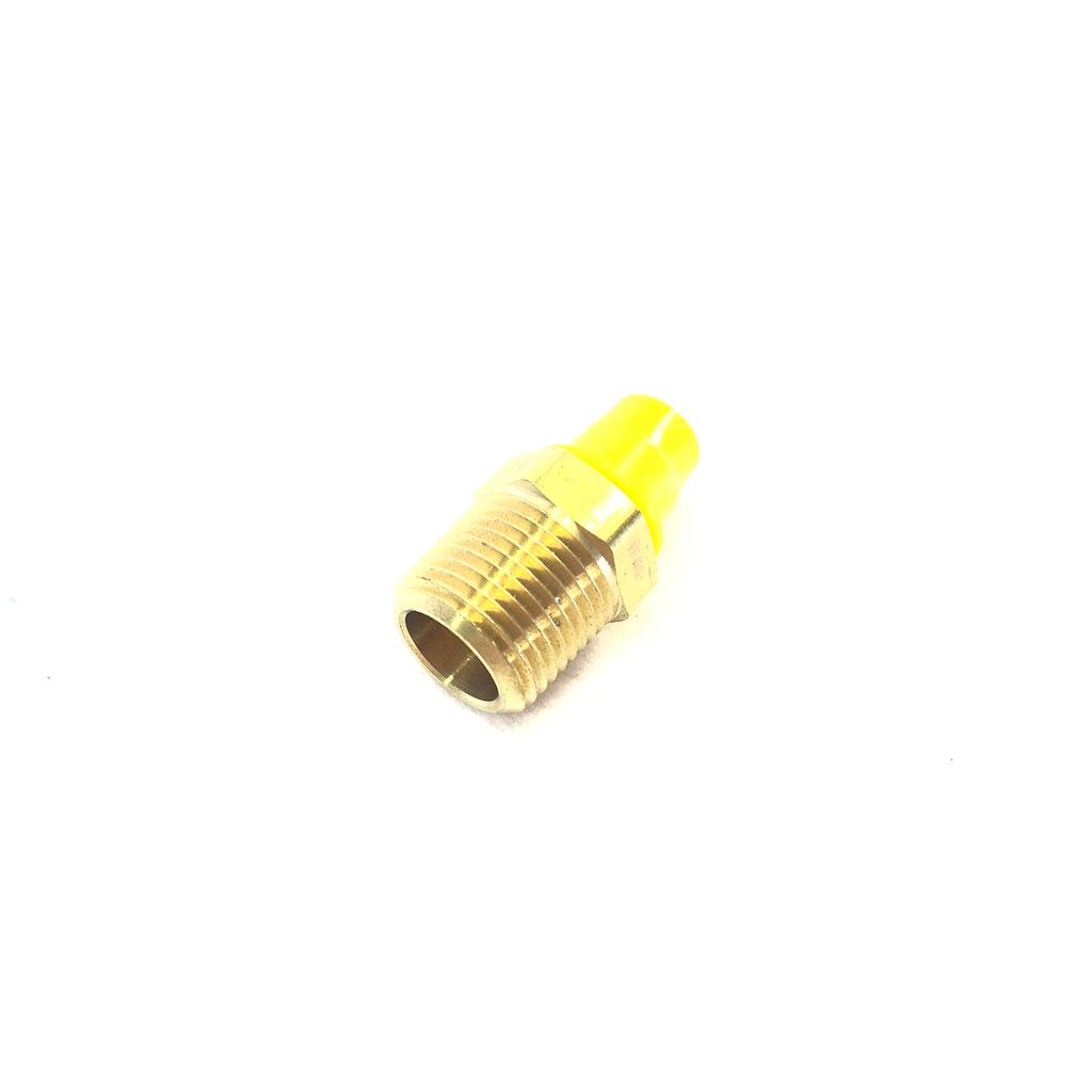F69534 | Straight Adapter - 3/8 MNPT x 1/4 SAE 45 Flare, Brass