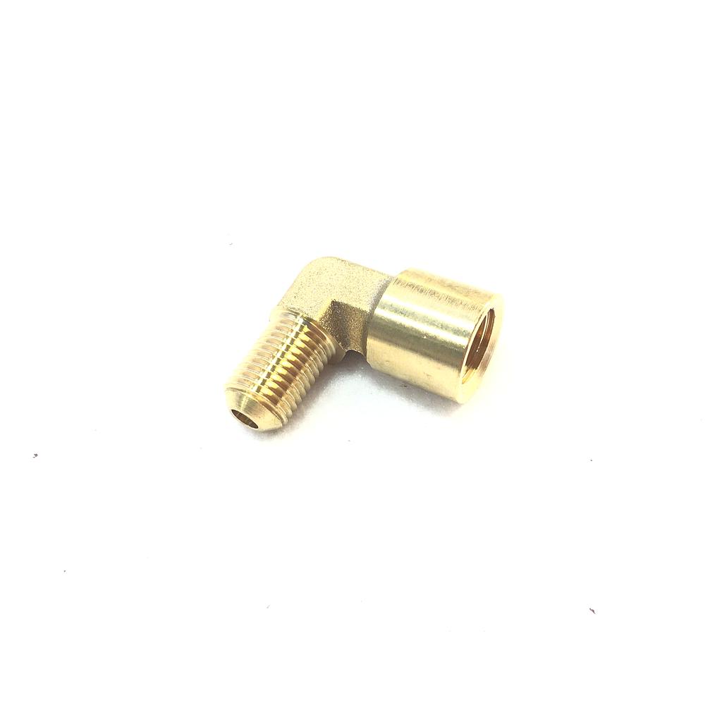 W10903 | 90 deg Elbow - 1/4 Male 45 Flare x 1/4 FNPT, Brass